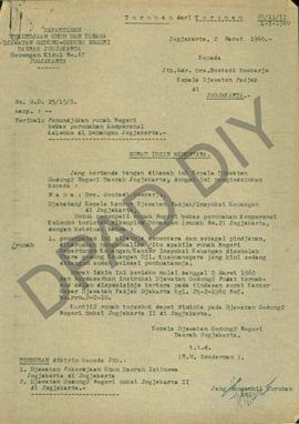 Surat dari Kepala Jawatan Gedung-gedung Negeri DIY kepada Drs. Soetadi Soekardjo Kepala Jawatan P...