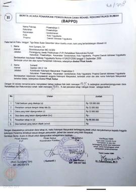 Berita Acara Penarikan / Penggunaan dana Rehab / Rekonstruksi Rumah ( BAPPD ) untuk Rumah Rusak B...