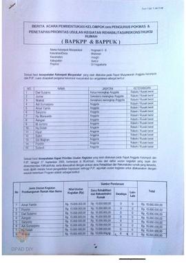 Berita Acara Pembentukan Kelompok dan Pengurus POKMAS & Penetapan prioritas usulan kegiatan R...