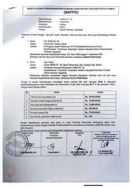 Berita Acara Penarikan/Penggunaan Dana Rehabilitasi/Rekonstruksi Rumah (BAPPD) Rusak Berat, Nama ...