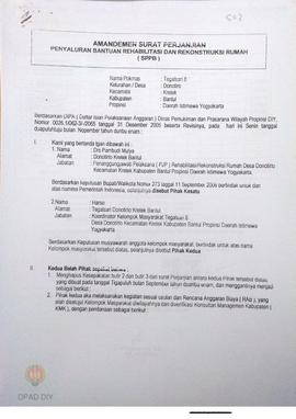 Amandemen Surat Perjanjian Penyaluran Bantuan Rehabilitasi dan Rekonstruksi Rumah (SPPB),  Nama K...