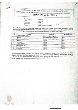 Berita Acara Pembentukan Kelompok dan Pengurus Kelompok Masyarakat dan Penetapan Prioritas Usulan...