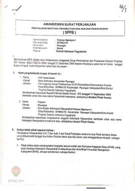 Amandemen Surat Perjanjian Penyaluran Bantuan Rehabilitasi dan Rekonstruksi Rumah (SPPB),  Nama K...