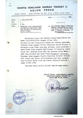 Tambahan usul pengangkatan panitia pemeriksa Daerah Tingkat II Kab. Kulon Progo.