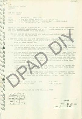 Telex dari Menteri Dalam Negeri untuk  Gubernur Kepala Daerah DIY Nomor 131,34/282/PUOD perihal P...