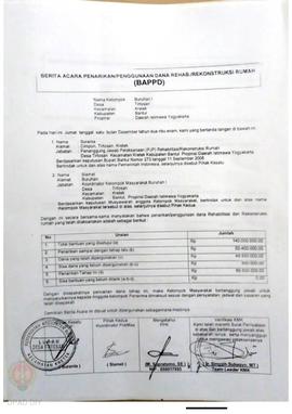 Berita Acara Penarikan/Penggunaan Dana Rehabilitasi/Rekonstruksi Rumah (BAPPD) Rusak Berat, Nama ...