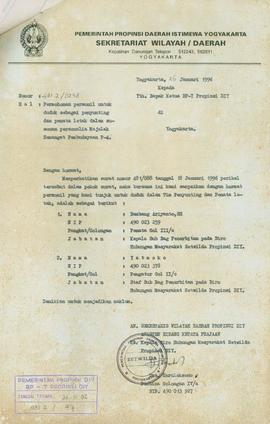 Surat dari Kepala Biro Hubungan Masyarakat Sekretaris Wilayah Daerah Daerah Istimewa Yogyakarta k...
