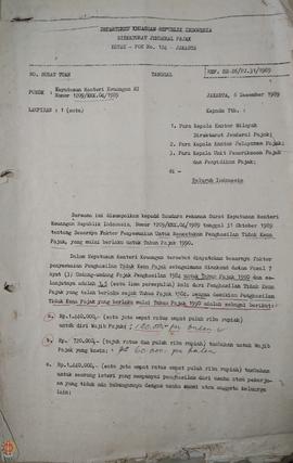 Surat salinan Direktur jenderal Pajak Nomor : SE-26/PJ.31/1989 tanggal 6 Desember 1989 perihal Ke...