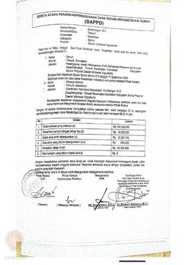 Berita Acara Penarikan/Penggunaan Dana Rehabilitasi/Rekonstruksi Rumah (BAPPD) Rusak Berat, Nama ...