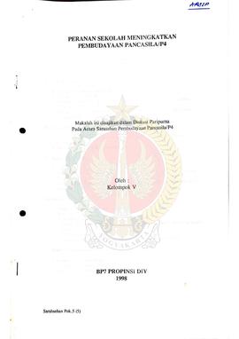 Makalah Peranan Sekolahh Meningkatkan Pembudayaan Pancasila/P-4 yang disusun oleh Kelompok V dan ...