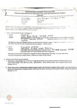 Amandemen Surat Perjanjian Penyaluran Bantuan Rehabilitasi dan Rekonstruksi Rumah (SPPB),  Nama K...