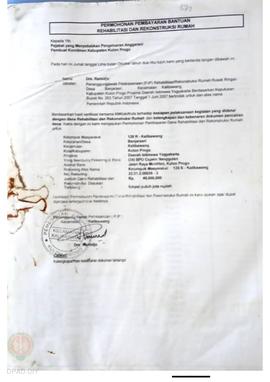 Permohonan Pembayaran Bantuan Rehabilitasi dan Rekonstruksi Rumah, Kelompok Masyarakat Banjarharj...