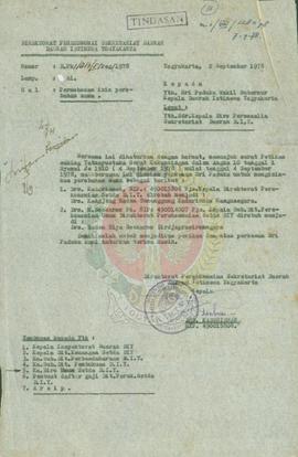 Perubahan nama Drs. Kadarisman dan Drs. M. soekarno Ph. pada Kantor Direktorat Perekonomian DIY.