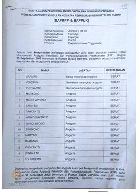 Berita Acara Pembentukan Kelompok dan Pengurus POKMAS & Penetapan prioritas usulan kegiatan R...