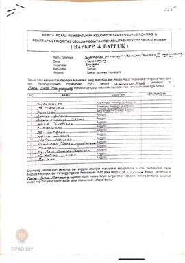 Berita Acara Pembentukan Kelompok dan Pengurus Pokmas dan Penetapan Prioritas Usulan Kegiatan Reh...