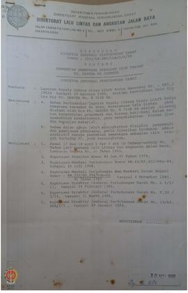 Keputusan Dirjen Perhubungan Darat Nomor 2252/A.k.088/LLAJR/X/84 tentang Pembekuan sementara seba...