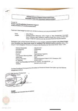 Permohonan Pembayaran Bantuan Rehabilitasi dan Rekonstruksi Rumah, Nama Kelompok Masyarakat Kalip...