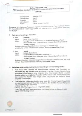 Surat Perjanjian Penyaluran Bantuan Rehabilitasi dan Rekonstruksi Rumah (SPPB), Nama Kelompok Mas...