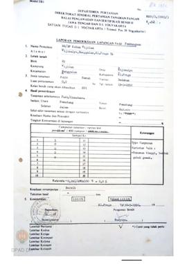 Laporan hasil pemeriksaan lapangan fase pembungaan  BPSB II Jateng dan DIY jenis tanaman padi saw...