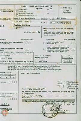 Surat dari Direktorat Agraria Propinsi DIY kepada Kepala Inspektorat Wilayah Propinsi DIY perihal...