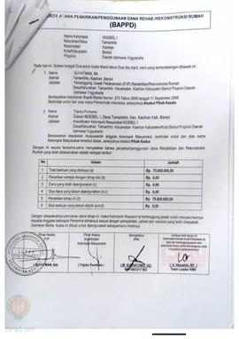 Berita Acara Penarikan/Penggunaan Dana Rehabilitasi/Rekonstruksi Rumah (BAPPD) Rusak Berat, Nama ...