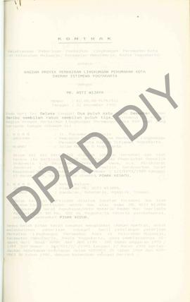 Surat dari Pemimpin Proyek Perbaikan Lingkungan Perumahan Kota DIY Kanwil Pekerjaan Umum DIY kepa...