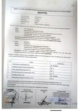 Berita Acara Penarikan/Penggunaan Dana Rehabilitasi/Rekonstruksi Rumah (BAPPD) Rusak Berat, Nama ...