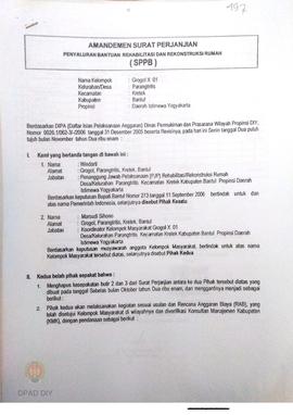 Amandemen Surat Perjanjian Penyaluran Bantuan Rehabilitasi dan Rekonstruksi Rumah (SPPB),  Nama K...