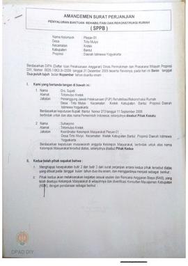 Amandemen Surat Perjanjian Penyaluran Bantuan Rehabilitasi dan Rekonstruksi Rumah (SPPB),  Nama K...