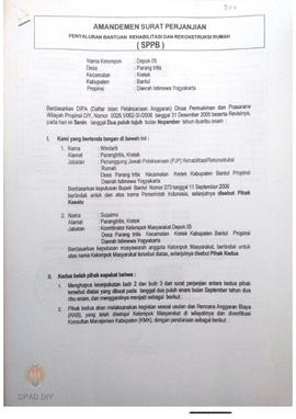 Amandemen Surat Perjanjian Penyaluran Bantuan Rehabilitasi dan Rekonstruksi Rumah (SPPB),  Nama K...