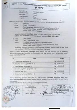 Berita Acara Penarikan/Penggunaan Dana Rehabilitasi/Rekonstruksi Rumah (BAPPD) Rusak Berat, Nama ...