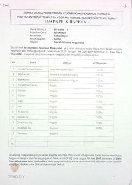 Berita Acara Pembentukan Kelompok dan Pengurus POKMAS & Penetapan prioritas usulan kegiatan R...