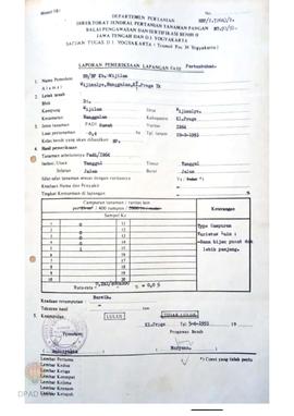 Laporan hasil pemeriksaan lapangan  fase Pertumbuhan BPSB II Jateng dan DIY jenis tanaman padi sa...