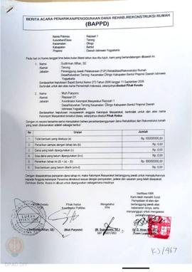 Berita Acara Penarikan/Penggunaan Dana Rehabilitasi/Rekonstruksi Rumah (BAPPD) Rusak Berat, Nama ...