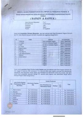 Berita Acara Pembentukan Kelompok dan Pengurus POKMAS & Penetapan prioritas usulan kegiatan R...