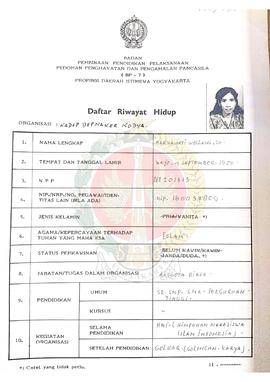 Daftar Riwayat Hidup Peserta Penataran Kelas Bahasa Kelompok II dari BP-7 Provinsi Daerah Istimew...