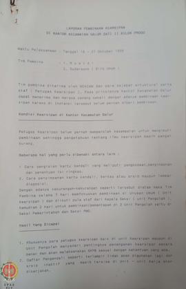 Bendel laporan perihal pembinaan kearsipan di Kantor Kecamatan Galur Daerah Tingkat II Kabupaten ...