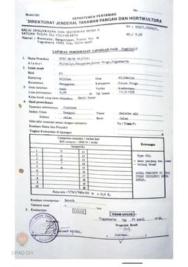 Laporan dari Balai Pengawasan dan Sertifikasi Benih II Satuan Tugas DIY tentang hasil  pemeriksaa...