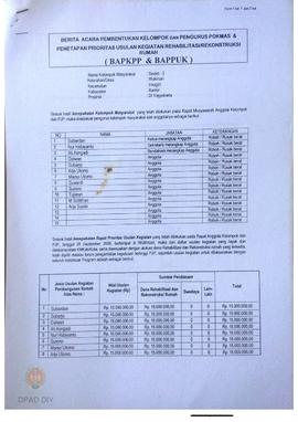 Berita Acara Pembentukan Kelompok dan Pengurus POKMAS & Penetapan prioritas usulan kegiatan R...