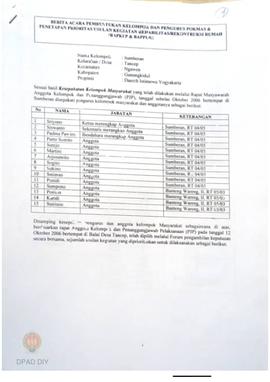 Berita Acara Pembentukan Kelompok dan Pengurus POKMAS & Penetapan prioritas usulan kegiatan R...