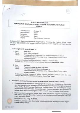 Surat Perjanjian Penyaluran Bantuan Rehabilitasi dan Rekonstruksi Rumah (SPPB), Nama Kelompok Mas...