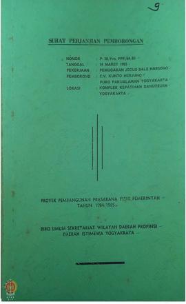 Proyek Pembangunan Prasarana Fisik Pemda Provinsi DIY perihal Surat Perjanjian Pemborongan Pekerj...