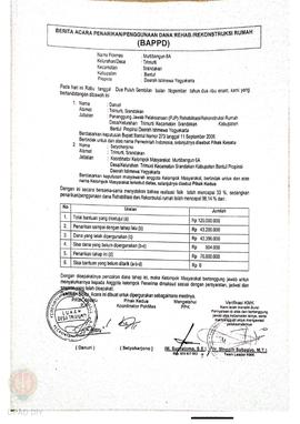 Berita Acara Penarikan/Penggunaan Dana Rehabilitasi/Rekonstruksi Rumah (BAPPD) Rusak Berat, Nama ...