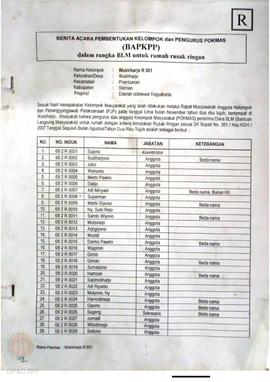 Berita Acara Pembentukan Kelompok dan Pengurus Kelompok Masyarakat dan Penetapan Prioritas Usulan...