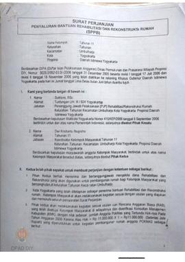 Surat Perjanjian Penyaluran Bantuan Rehabilitasi Dan Rekonstruksi Rumah(SPPB),  Nama Kelompok Mas...