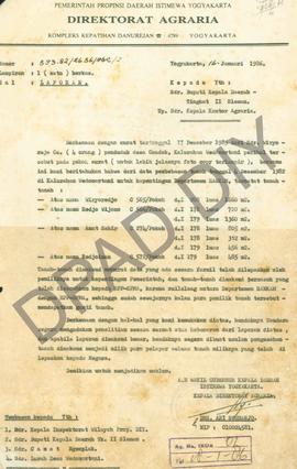 Surat dari Kepala Direktorat Agraria No. 593.82/2636/AGR/2 kepada Bupati Kepala Dati II Sleman Up...