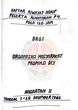 Daftar Riwayat Hidup Peserta Penataran P-4 Pola 120 jam Bagi Organisasi Masyarakat tanggal 1 samp...