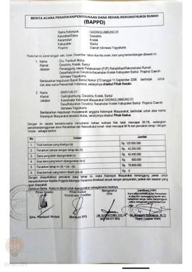 Berita Acara Penarikan/Penggunaan Dana Rehabilitasi/Rekonstruksi Rumah (BAPPD) Rusak Berat, Nama ...