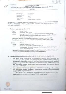 Surat Perjanjian Penyaluran Bantuan Rehabilitasi dan Rekonstruksi Rumah (SPPB),  Nama Kelompok Ma...