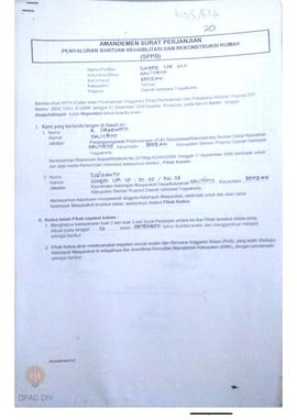 Amandemen Surat Perjanjian Penyaluran Bantuan Rehabilitasi dan Rekonstruksi Rumah (SPPB),  Nama K...